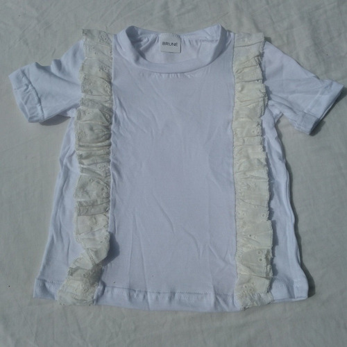 Remera Mangas Cortas Con Broderie Talle 2 Y 4