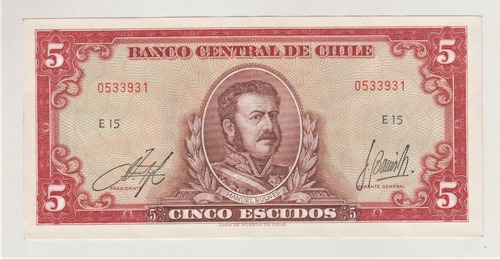  Billete Chile 5 Escudos Inostroza Barrios E15 (c85) 