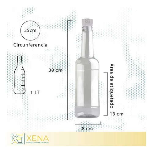 Botella Pet Licorera Plastico 500 Ml Con Tapa Seguridad X 15