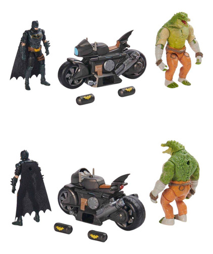 Boneco Batman E Crocodilo Pack De Batalha Com Batciclo