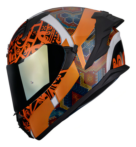 Capacete de motocicleta Hax Obsidian 2.0 Huichol Gold Dot + Ece 22.06 S