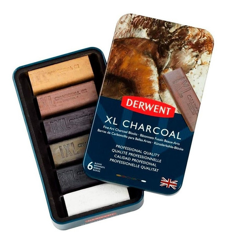 Set 6 Barras De Carboncillo Colores Derwent Xl Charcoal