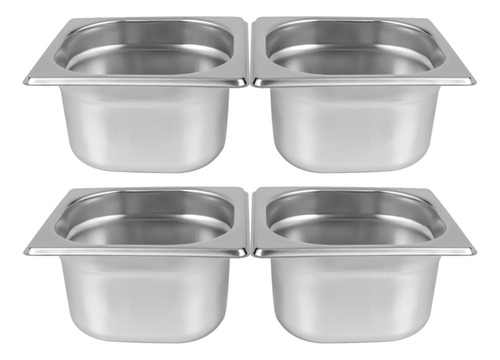 Kit De 4 Cubas Gastronômicas Sem Tampa Buffet Inox 1/6 150mm