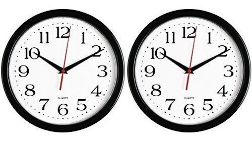 Bernhard Products Black Wall Clocks 2 Pack Silent Non Tickin