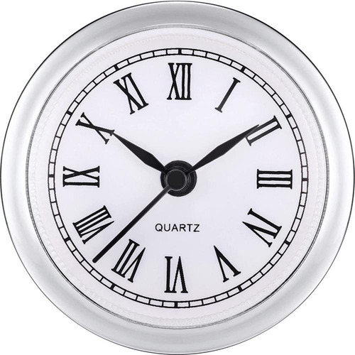L Round Quartz Clock Insert, Argent Argent