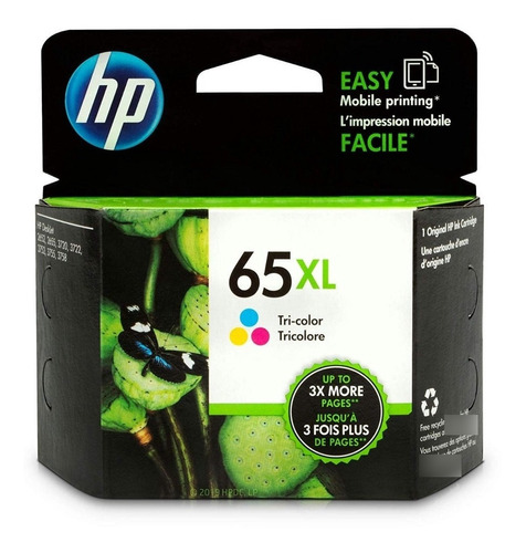 Hp, Cartucho De Tinta 65xl (n9k03an) De Tres Colores Origina