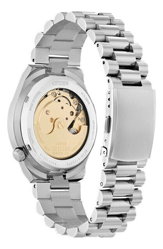 Reloj Citizen Nj015056w Hombre Automatico Acero Inox Rojo Malla Plateado Bisel Plateado