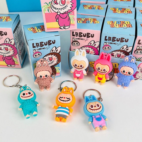Llaveros 12 Pzs Labubu Sorpresa Mini Macaron Monster Vinilo 12pzs