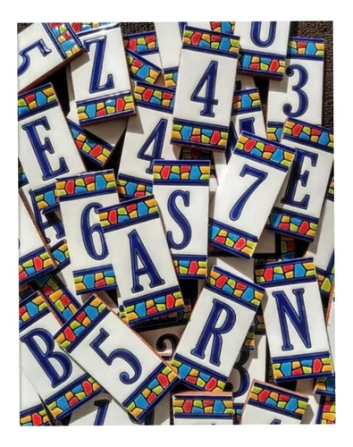 Modulos De Letras Y Numeros Gaudi Cobalto Relieve Azulejos