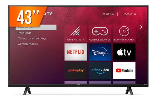 Imagem 1 de 4 de Smart Tv Led 43 Full Hd Semp Roku 43r5500 3 Hdmi 1 Usb Wifi