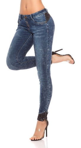 Koucla Skinny Jeans Push-up Acid Con Punta De Diamantes