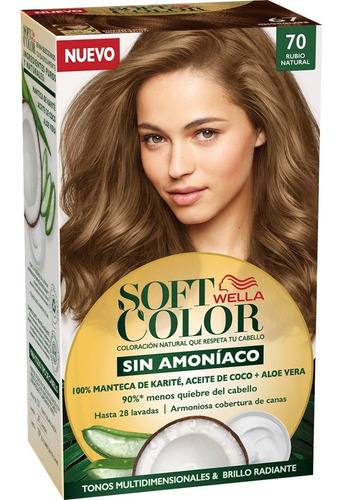 Tintura Wella Sin Amoniaco Kit Soft Color 70 Rubio Natural