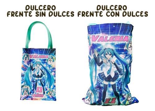 30 Bolsitas Dulceros Hatsune Miku Anime Fiesta Cumpleaños Morado Hatsune Miku Modelo 1