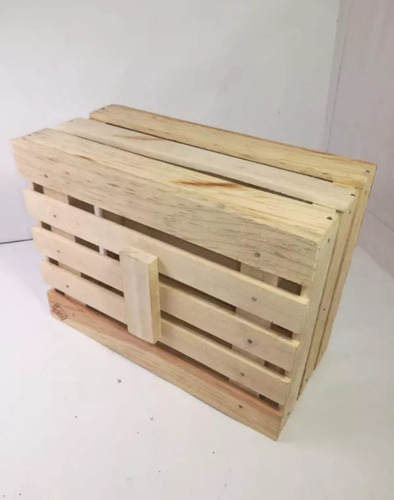 Pack De 6 Huacales Chicos De Madera Con Tapa Acabado Fino