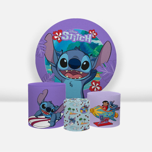 Kit Painel Redondo 1,50 Trio Capas De Cili Disney Licenciado Cor Lilo e Stitch