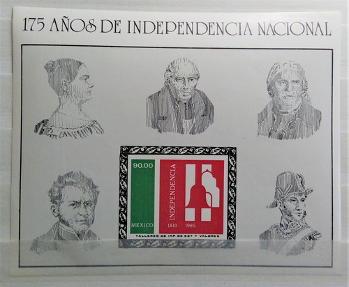 México, Bloque Sc 1403 175 Aniv Independencia 85 Mint L16526