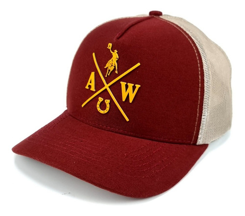 Boné Austin Western Snapback Em Tela Bordo E Bege