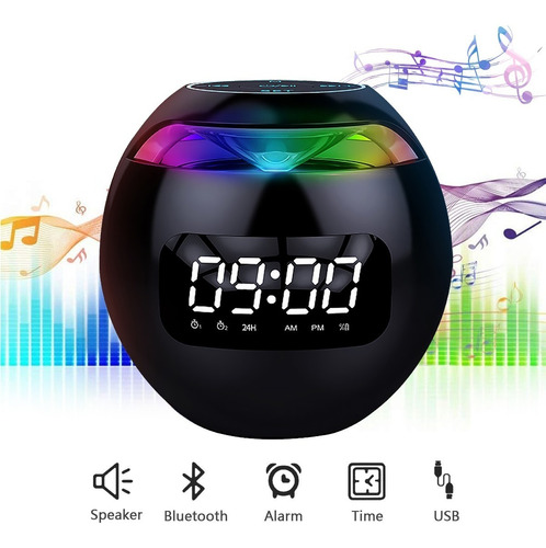 Reloj Despertador Digital Led Con Bocina Radio Y Bluetooth