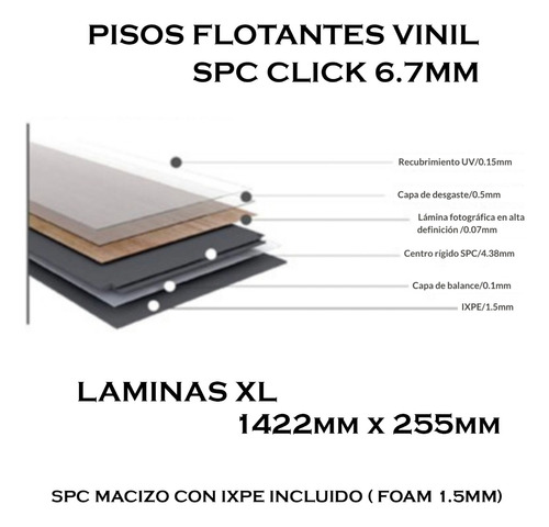 Pisos Vinil Flotante Spc Click Alto Trafico Comercial 6.7mm