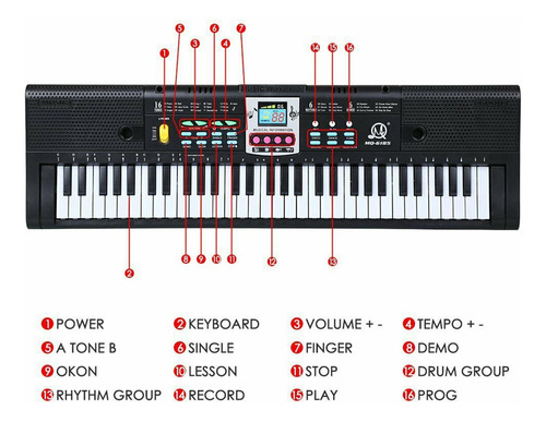 Teclado De Piano Electrónico Digital De 61 Teclas Con 16