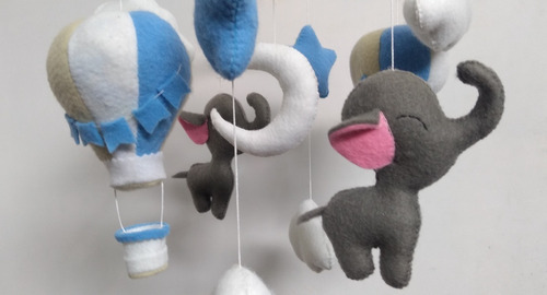 Móvil Para Cuna. Elefante Bebe. Fieltro. Artesanal !!!!!!!