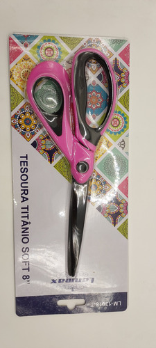 Tesoura Rosa Titânio Soft 8 Lanmax - Não Perde O Corte