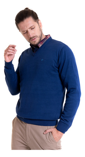 Sweater Cuello V  Color Azul 