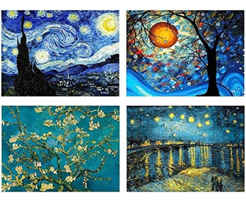 4 Set Pintura De Diamantes Cielo Estrellado Van Gogh