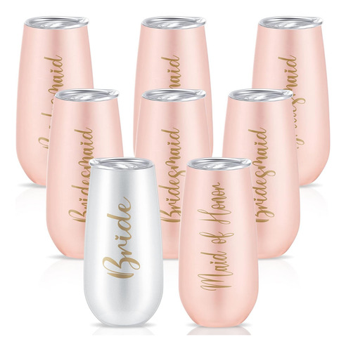 Lauwell Juego De 8 Vasos De Vino Para Dama De Honor, Copas D