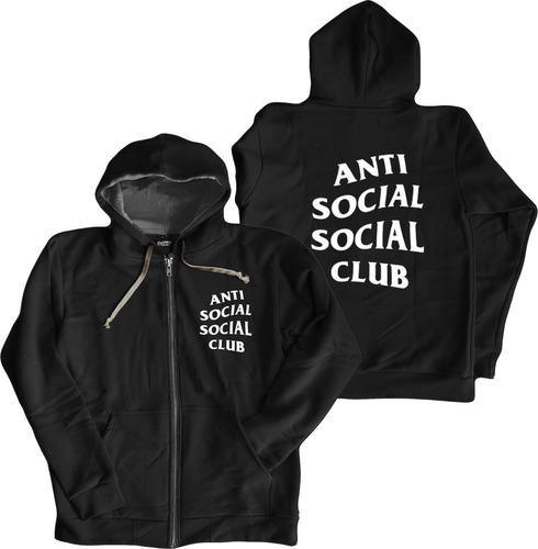 Campera Anti Social Social Club Frisa Capucha Buzo Negra