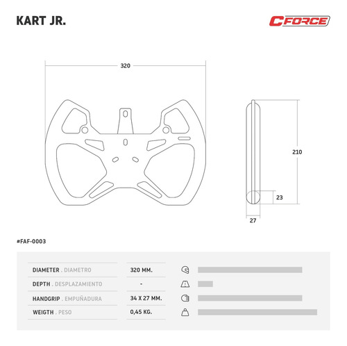 Volante Collino Kart Junior Empuñadura Chica Niño C