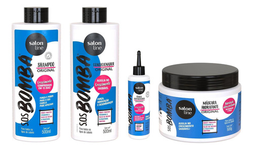 Kit Sos Bomba Shampoo Condicionador Tonico E Mascara Salon