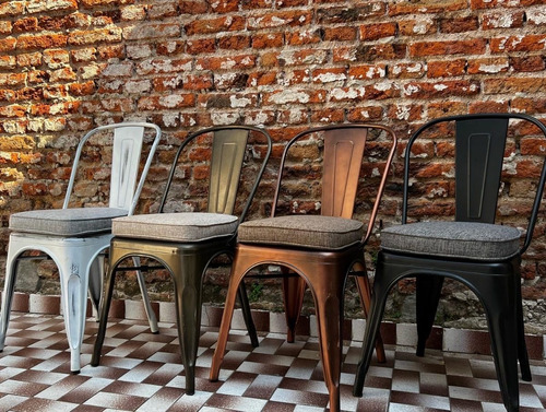 Imagen 2 de 5 de Almohadones Para Sillas Tolix Tela Rústica
