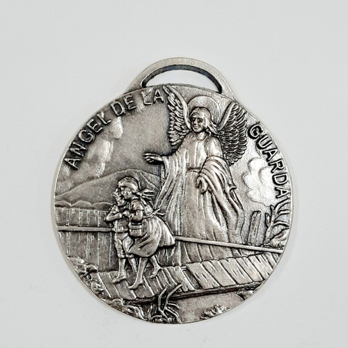 Medalla Cunero De Metal  -  Ángel De La Guarda  -  60 Mm. 