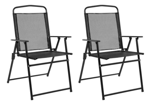Pack 2 Sillas Plegables Textilina/acero Jardin, Patio Campin