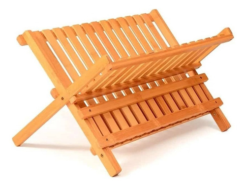 Imagen 2 de 3 de Secaplatos Escurridor De Madera Bambu Plegable Tigre