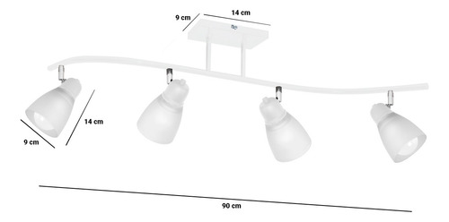 Aplique 4 Luces Tulipa Moderno Techo Barral Curvo Led E27 Estructura Blanco/Cromo