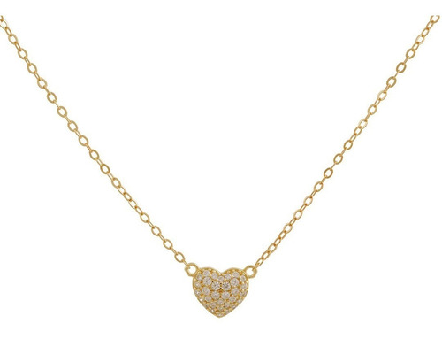 Collar Colgante Corazón Plata Bañado En Oro Boaz Joyas