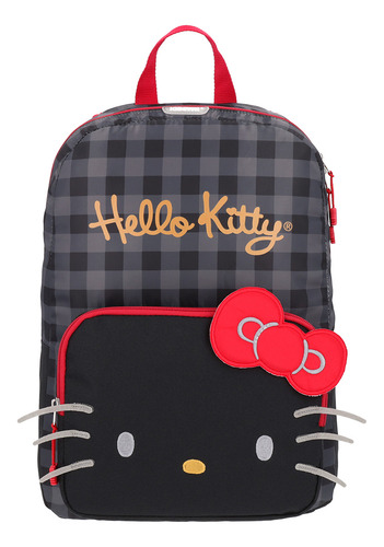 Mochila Hello Kitty Juvenil Casual Negra Mujer