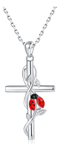 925-sterling-silver-silver Cross Necklace For Women Cute Red