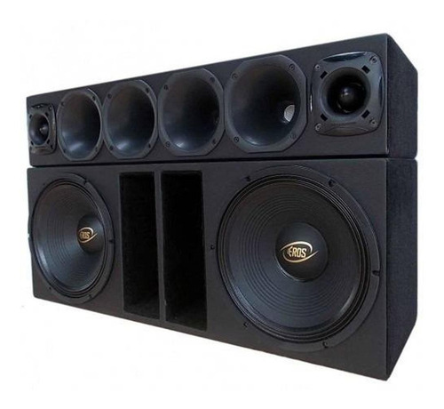 Caixa Eros Com 2 Woofers E-450lc 12 Pol Black + Corneteira