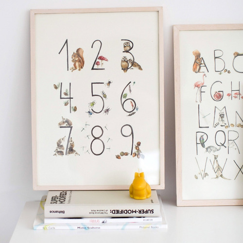 Números Para Enmarcar Animalitos Del Bosque Lámina Infantil