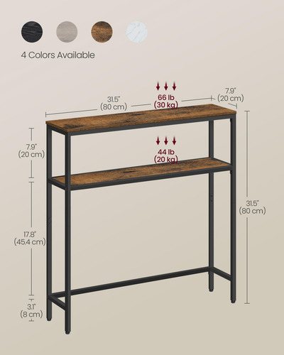Mesa Consola De 2 Niveles Marrón Rústico Y Negro 20 X 80 X 8
