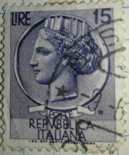 Sello Italiano 1956 Lire 15 Poste Repvbblica Italiana