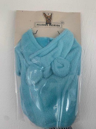 Imagen 5 de 5 de Ropa Buzo Para Mascotas Capota Azul Piel De Conejo Talla S