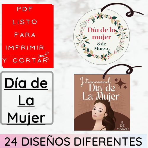 Imagen 1 de 4 de Descarga Pdf N2 Imprimible Dia De La Mujer 24 Tarjetas Color