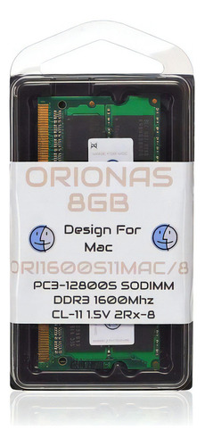 Memoria de 8 GB Ddr3 1600 MHz 1,5 V Pc3-12800 Macbook Mac Notebook