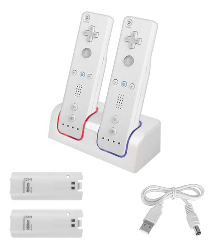 Para Wii Remote Charger Dock Con 2 Baterías Recargables