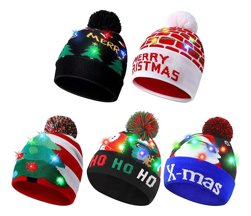 5pcs Estilo 2 Led De Punto De Light Up Christmas Hat