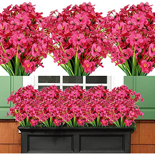 20 Lotes De Flores Artificiales Resistentes Rayos Uv Ex...